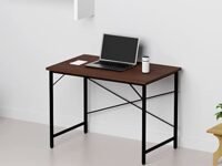 The Wall Home or Office Desk Study Table (100x60x75cm) (Black Frame, Walnut Wood)