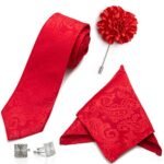 To The Nines Men's Jacquard Tie, Pocket Square, Cufflinks & Lapel Pin