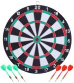Toyshine Wooden Double Sided 12 inch Dart Board Family Game Set with 4 Steel Tip Needle for Kids and Adults (SSTP) - B