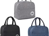 Universal Buyer 3 PCS Lunch Bag,Reusable Lunch Bags Insulated Lunch Bag Women or Men,Waterproof and Reusable Lunch Box for Work, Picnic, School or Travel Black & Grey & Navy