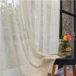 Urban Space Gold Foil Sheer Curtains 8 Feet for Door Set of 2 with Eyelets & Tieback, 35-40% Semi Transparent & Light Filtering Decorative Curtain for Living Room (Door -8 x 4 ft, Sparkle Cream)
