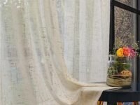 Urban Space Gold Foil Sheer Curtains 8 Feet for Door Set of 2 with Eyelets & Tieback, 35-40% Semi Transparent & Light Filtering Decorative Curtain for Living Room (Door -8 x 4 ft, Sparkle Cream)