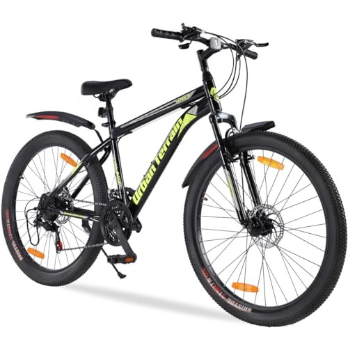 Urban Terrain Galaxy Ultra 26T Steel Geared High Performance Mountain Cycles for Men with Front Suspension & Disc Brake MTB Bike | Ideal for 13+ Years, Unisex, Frame Size: 17 inch,(21 Speed), Green