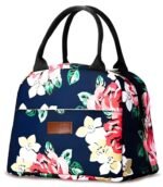 VRPRIME Lunch Bag for Office Women | Tiffin Insulated Handbag for for Lunch Box | School, Picnic, Office, Outdoor (Navy Rose)