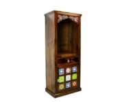 WOODMAZE Sheesham Wood Temple with Door Storage Wooden Mandir for Pooja Room (Honey Finish)