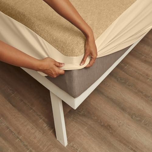 Wakefit Cotton Feel Ultra Soft Waterproof Mattress Protector | Breathable - Hypoallergenic Mattresses Cover 78" x 48" - Diwan, Beige