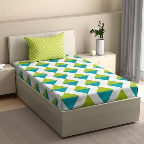 Wakefit Single Bedsheet Cotton, Bedsheet for Single Bed, Single Bedsheet, Cotton Bedsheet Single Bed, 144 TC 100% Cotton with 1 Pillow Cover, Premium Flat Bedsheet (Daniel, 90x60 Inches)