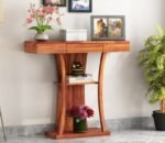 WoodMarwar Sheesham Wood Console Table for Living Room | Solid Wood Foyer Tables for Entryway with Drawer & Shelf Storage | Wooden Side Entrance Table for Home & Office | Roswood, Honey Finish