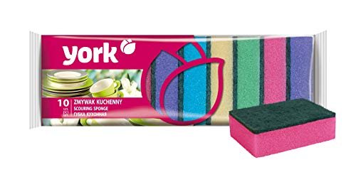 YORK Non-Abrasive Cleaning Scouring Heavy-Duty Sponge for Kitchen Scratch Proof Kitchen Utensil Scrubber Pads for Pans, Dishes, Bathroom & Non-Stick Cookware Sponge Scrubbers, Size 9x6x3 CM 10 Pcs