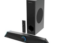 ZEBRONICS Zeb Sonic BAR 100-120W RMS Soundbar with Subwoofer, RGB LED, HDMI ARC, BT v5.0, AUX, Type C + Dual 3.5mm Audio Ports, Virtual 5.1 and 3D Surround Sound, Black