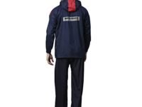 Zeel Rain Coat for Men Waterproof for Bike Riders with Adjustable Hood and Pocket,Waterproof Raincoat with Polyester Jacket Pant and Carrying Pouch,AZ06 Navy-Red XXL