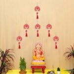 eCraftIndia Lotus Flower Decorative Wall Hanging for Home Decor (Pack of 6) - Lotus Hangings for Main Door Entrance, Pooja Room, Temple - Wedding, Ganpati Navratri Diwali Decoration Items