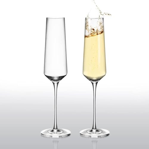 kaqer Elegant and Stylish Long Stem Champagne Flutes, Luxury Wine Glasses for Crystal Red Wine Glass (2)