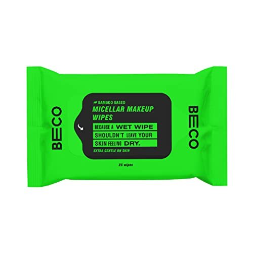 Beco Bamboo Micellar Make up removal wet wipes, 100% Natural & Ecofriendly (Pack of 1), Infused with Aloe, Vitamin B5, and Vitamin E
