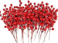 CraftVatika Christmas Tree Decoration Ornaments Items, Fake Red Berry Cherry Hanging Ornaments for Xmas Tree, Christmas Decoration, Home Office, Door (10 Pieces)