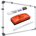 GOSHU Non Magnetic 3 feet x4 feet Double Sided White Board and Chalk Board Both Side Writing Boards Includes Non-Magnetic Duster, One Black Ink Marker and 30cm Scale (3 feet x4 feet, Pack of 4 Items)