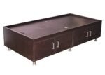 Hexagon Furnitures Single Size Engineeredwood Leaf Textured Brownish Black Storage Bed