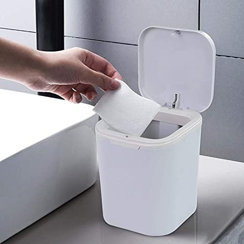 Kixre Mini Desktop Wastebasket Trash Can, Plastic Countertop Waste Garbage Bin with Swing Lid for for Home, Office, Kitchen, Vanity Tabletop