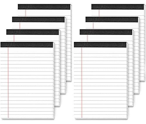 Legal Pad Writing Pads 8 Pack 4x6 Inch Note Pads for Work Small Pocket Notepads Writing Pad Paper for School Small Legal Pads Perforated Writing Pad Server Note Pads 4x6 for College, Office, Business