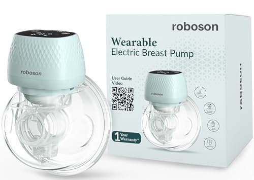 Roboson Wearable Electric Breast Pump For Feeding Mothers, Automatic Electrical Milk Feeding Pumping Machine with 3 Modes & 9 levels, Portable & Compact, Rechargeable with large 1400 mah battery, Digital Touch Screen, Food Grade Milk Cup of 150 ml, BPA Free and Skin Friendly (1 Year Warranty)