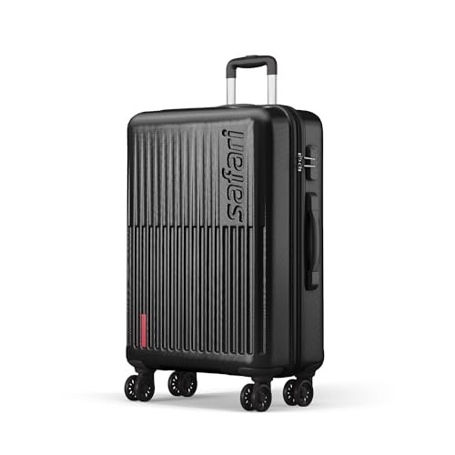 Safari Astra 8 Wheels 76 Cms Large Check-in Trolley Bag Hard Case Polycarbonate 360 Degree Wheeling System Luggage, Trolley Bags for Travel, Suitcase for Travel, Black