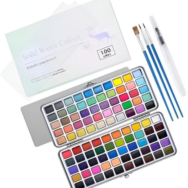 VINTAGER 100 Color Watercolor Paint Set, Water Color Paint Sketchers Pocket Tin Case Easy Mixing Travel Watercolor Set for Art for Card Making
