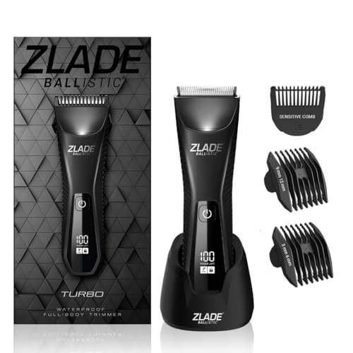 Zlade Ballistic TURBO 3.0 Manscaping Body Trimmer for Men, Private Part Shaving, Beard, Pubic Hair Groomer, Waterproof, Cordless, Rechargeable, Wireless Fast Charging, Travel Lock, No Nicks or Cuts