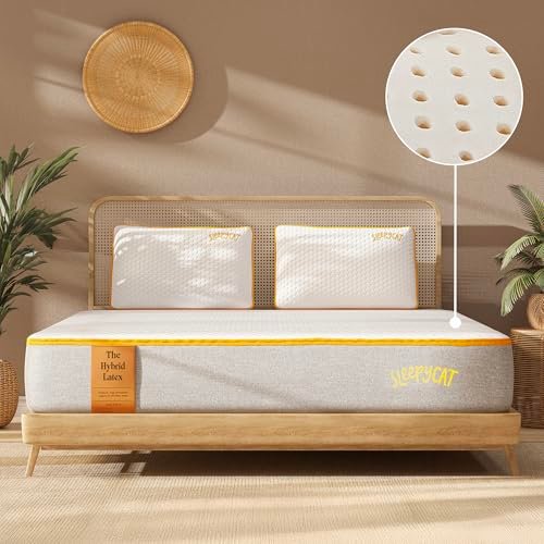 SleepyCat Latex Mattress | 10 Years Warranty | Firm, Orthopedic 8-inch Hybrid Mattress with Pinhole Tech Latex & Memory Foam Layers | 5-Zone Support and Bamboo Cover (King Size, 75x72x8inches)