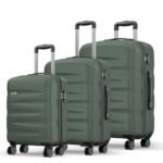 Safari Jupiter 8 Wheels Set of 3 (Cabin + Medium + Large) Trolley Bags Hard case Polycarbonate 360 Degree Wheeling Luggage, Travel Bags, Suitcase for Travel, Trolley Bags for Travel, Thyme Green