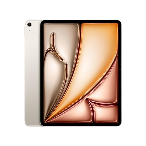 Apple iPad Air 13″ (M2): Liquid Retina Display, 256GB, Landscape 12MP Front Camera / 12MP Back Camera, Wi-Fi 6E + 5G Cellular with eSIM, Touch ID, All-Day Battery Life — Starlight