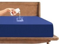 Trance Cotton Feel Terry Ultra Soft Waterproof Mattress Protector | Breathable - Hypoallergenic Mattresses Cover (84x78 inch | 7x6.5 feet, Classic Blue - Pack of 1)