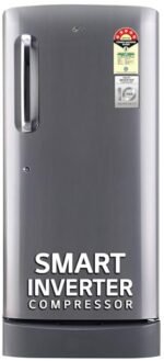LG 185 L 5 Star Inverter Direct-Cool Single Door Refrigerator (GL-D201APZU, Shiny Steel, Base stand with drawer)