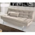 AMATA Eagle 3 Seater Sofa Cum Bed Cream Suede Velevt Fabric with Two Cushions Perfect for Home Living Office Room and Guests (Cream, Medium)(3 Year Warranty)