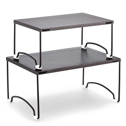 AMAZIO Kitchen Dish Rack Storage Shelves -13" x 9" Multipurpose Organizer Storage Stand for Cabinets, Kitchen Shelf Dish Rack Organizer, Cabinets,Pantry,Countertops Dishes,Bowls,Mugs (Packof2)