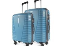 Aristocrat Polypropylene(Pp) Air Pro Set of 2 Hard Carry-On Luggage(66+76Cm)|Medium&Large Check-in Lightweight Luggage with Strong 4 Spinner Wheels,Secured Zip & Combination Lock|Cross Teal|Unisex