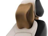Frido Ultimate Car Neck Rest Pillow | Ultrasoft Pillow for Comfortable Car Rides | Superior Neck Support Cushion | Relieves Neck Pain | Hi-Per Foam Head Rest Pillow with Washable Velvet Cover | Tan