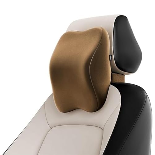 Frido Ultimate Car Neck Rest Pillow | Ultrasoft Pillow for Comfortable Car Rides | Superior Neck Support Cushion | Relieves Neck Pain | Hi-Per Foam Head Rest Pillow with Washable Velvet Cover | Tan