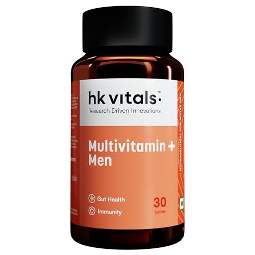 HealthKart HK Vitals Multivitamin Plus Men, 30 Tablets | Daily Multivitamin for Men, For Energy, Stamina, Immunity, Gut, Heart, Bone & Muscle Health