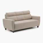 Home Centre 3 Seater Helios Emily Fabric Sofa| Fabric Sofa| (Beige) |1 Year Warranty