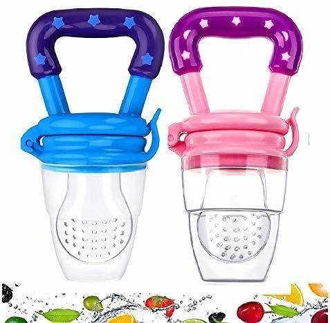 INDUXIN Silicone Food/Fruit Nibbler, Soft Pacifier/Feeder, Teether For Infant Baby, Infant, Green, Bpa Free (Pack Of 2)