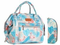 Motherly Mini Diaper Bag for Mothers for Travel, Small Maternity Handbag for Newborn Baby, Mothers Travelling Bag, Multiple Pocket Water Resistant Baby Bag,Hospital Bag for Moms (Flamingo)