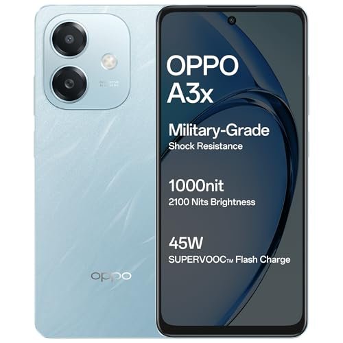 OPPO A3X 4G (Ocean Blue, 4GB RAM, 128GB Storage) with No Cost EMI/Additional Exchange Offers