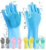 OXSAM Silicone Hand Gloves For Dish Washing Pet Grooming, Car Wash, Bathroom Cleaning, And Kitchen Pack of 1 (Multicolour)