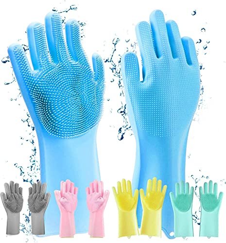 OXSAM Silicone Hand Gloves For Dish Washing Pet Grooming, Car Wash, Bathroom Cleaning, And Kitchen Pack of 1 (Multicolour)