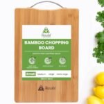 Rusabl Bamboo Wooden Chopping Board with Metal Handle, Multipurpose Cutting Board for Vegetables, Fruits & Cheese, for Kitchen Use, BPA Free, Eco-Friendly, Anti-Microbial (S, 30 x 20 cms)