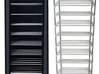 SANAMSTORE Wardrobe 9 Tiers Collapsible Stand with Metal Pipe Durability for Multipurpose Shoe/Cloth/Toy/Books Color-Black