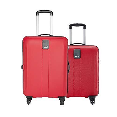 Safari Thorium Sharp Anti-Scratch Combo Set of 2 Red Small, Medium Check-in 4 Wheel Hard Suitcase