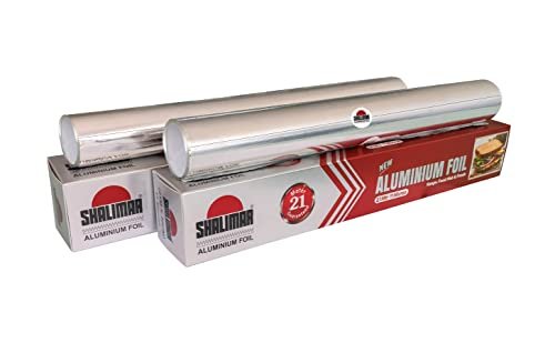 Shalimar Aluminium Foil | Aluminium Foil Sheet | Aluminium Foil Wrap for Food Packing, Cooking, Baking 21 Meters Length 11 Microns Thickness (Pack of - 2)