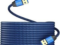 USB to USB Cable 20FT,Durable Braidedfor USB 3.0 Male to Male Type A to Type A Cable Data Transfer Compatible with Hard Drive, Laptop, DVD Player, TV, USB 3.0 Hub, Monitor, Camera, Set Up Box and More