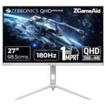 ZEBRONICS N27C 27 inch Gaming Monitor, QHD 2560x1440, IPS-Antiglare Display, 300Nits, 180Hz, 1ms MPRT, HDR10, 99% sRGB | 93% DCI-P3, Adaptive Sync, 2 x DP | 2 x HDMI | 1 x 3.5mm